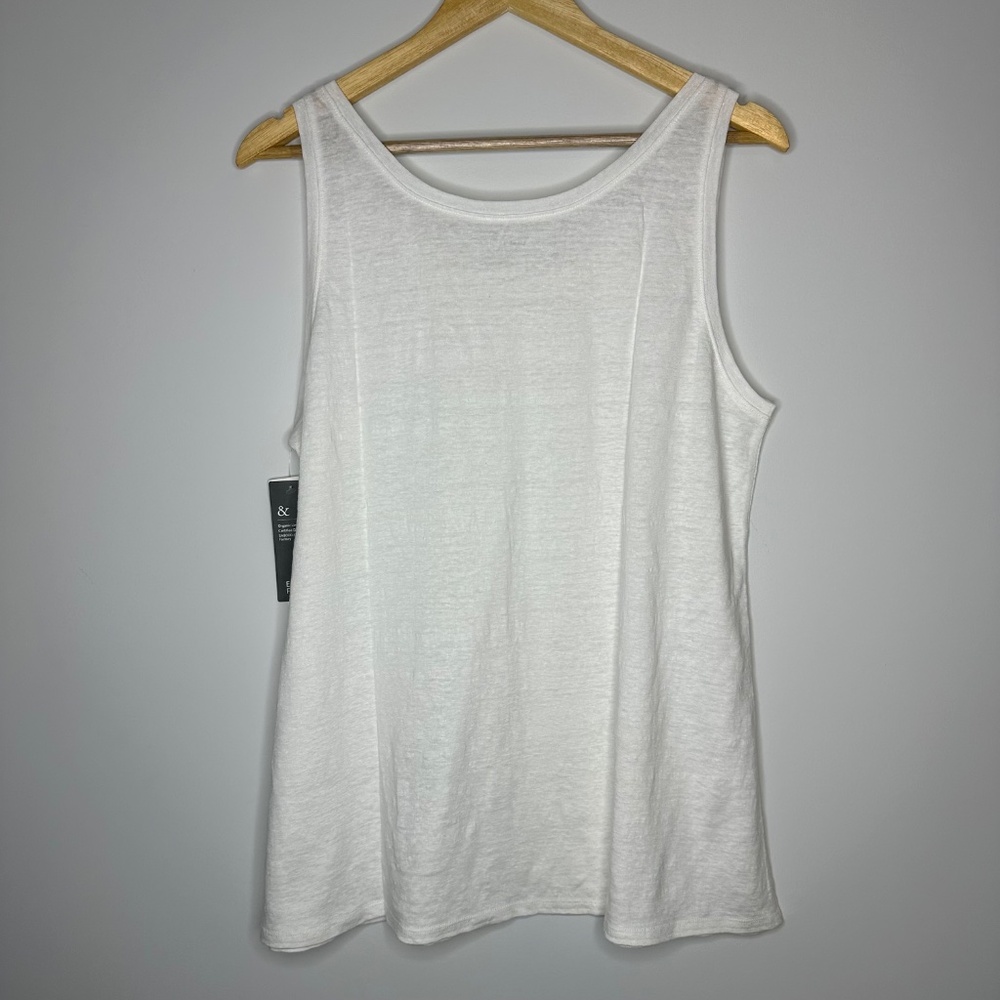 Brand New EILEEN FISHER Linen White Scoopneck Tank Top, size L - Picture 6 of 7